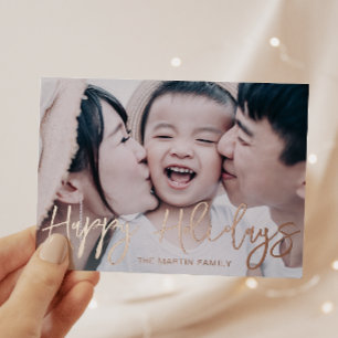 Carte Postale De Vacances En Aluminium Script moderne Happy Holidays Photo