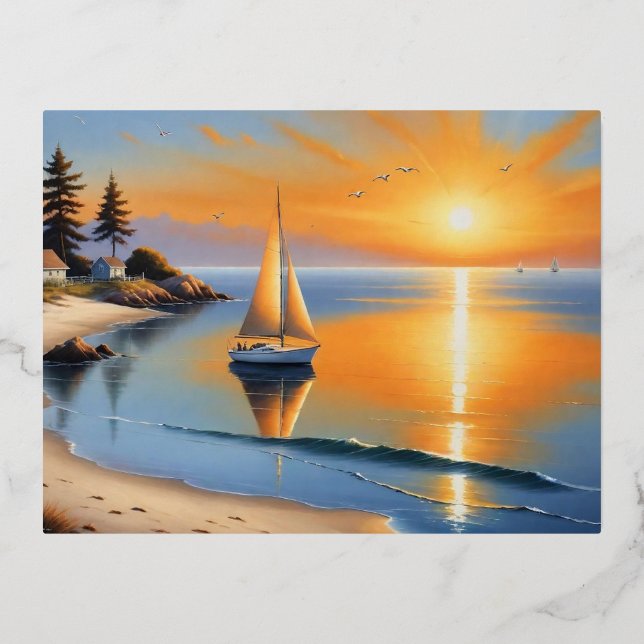 Carte Postale De Vacances En Aluminium Sérénité du coucher de soleil tranquille (Recto)