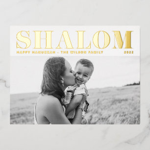 Carte Postale De Vacances En Aluminium Shalom Bold Typographie Happy Hanoukka Photo