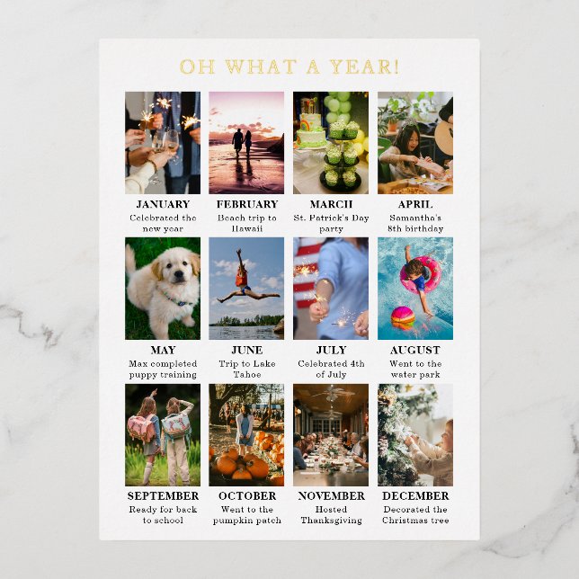 Carte Postale De Vacances En Aluminium Simple année d'examen Photo moderne Noël (Recto)