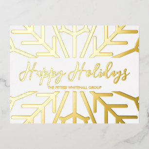 Carte Postale De Vacances En Aluminium Simple Happy Holidays flocon de neige Business Gol