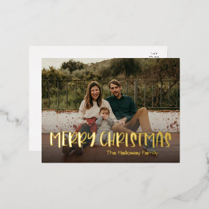 Carte Postale De Vacances En Aluminium Simple Noël Full Photo Gold