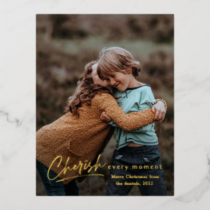Carte Postale De Vacances En Aluminium Simple Script Cherish Chaque instant Photo Noël