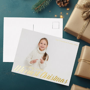 Carte Postale De Vacances En Aluminium Souhaitez-vous le plus beau Noël Chic Photo Gold