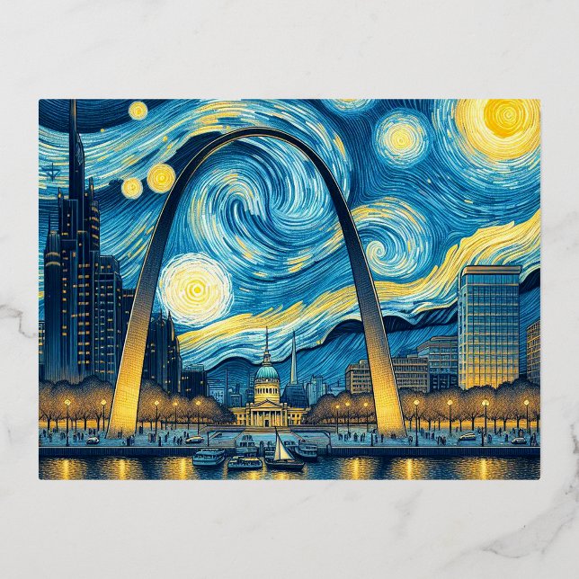 Carte Postale De Vacances En Aluminium Starry Night St. Louis Missouri (Recto)