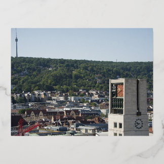Carte Postale De Vacances En Aluminium Stuttgart Vue de la tour de l'église du Saint-Sièg