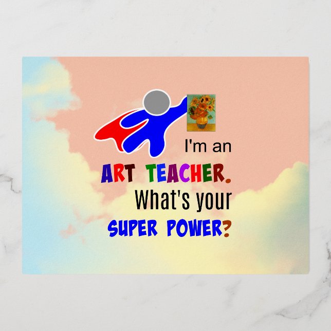 Carte Postale De Vacances En Aluminium Superhero professeur d'art (Recto)