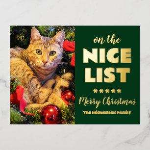 Carte Postale De Vacances En Aluminium Sur la belle liste de Noël Chat Pet Photo