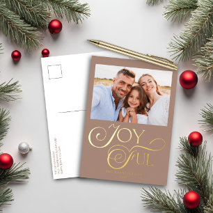 Carte Postale De Vacances En Aluminium Taupe moderne Joyeux Noël Foil Photo