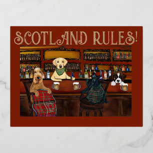 CARTE POSTALE DE VACANCES EN ALUMINIUM TERRIER AIREDALE & AMIS      