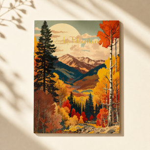 Carte Postale De Vacances En Aluminium Texte personnalisé d'automne vintage dans les mont