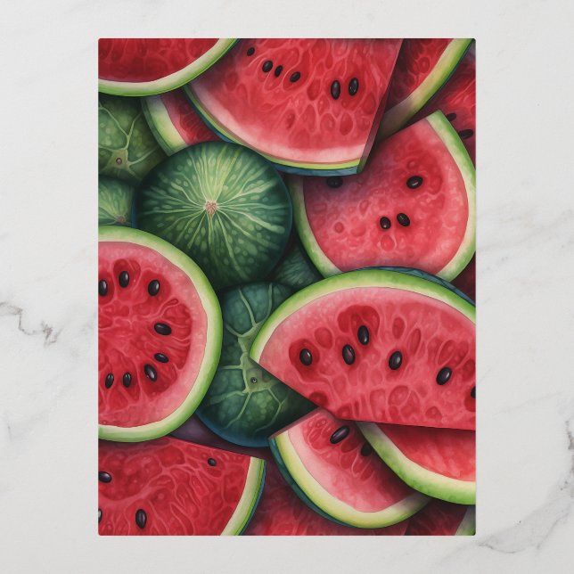 Carte Postale De Vacances En Aluminium Tranches de fruits Motifs sans couture (Recto)