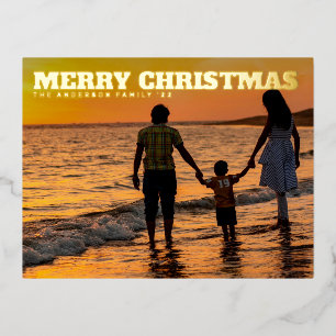 Carte Postale De Vacances En Aluminium TYPE BOLD TEXTE MODÈLE Joyeux Noël Gold Photo