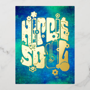 Carte Postale De Vacances En Aluminium Typographie amusante - HIPPIE SOUL 1