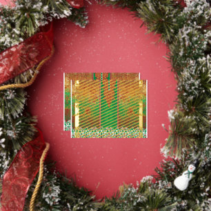 Carte Postale De Vacances En Aluminium un tableau d'un champ vert avec une bordure orange