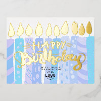 Votre logo Fun Blue Candles Business Joyeux Annive