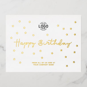 Carte Postale De Vacances En Aluminium Votre Logo Stars Minimalistes Chic Business Annive