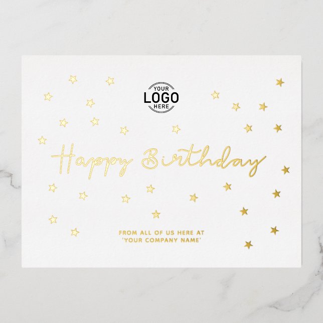 Carte Postale De Vacances En Aluminium Votre Logo Stars Minimalistes Chic Business Annive (Recto)