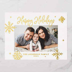 Carte Postale De Vacances En Aluminium Whimsical Snowflakes Happy Holidays Photo