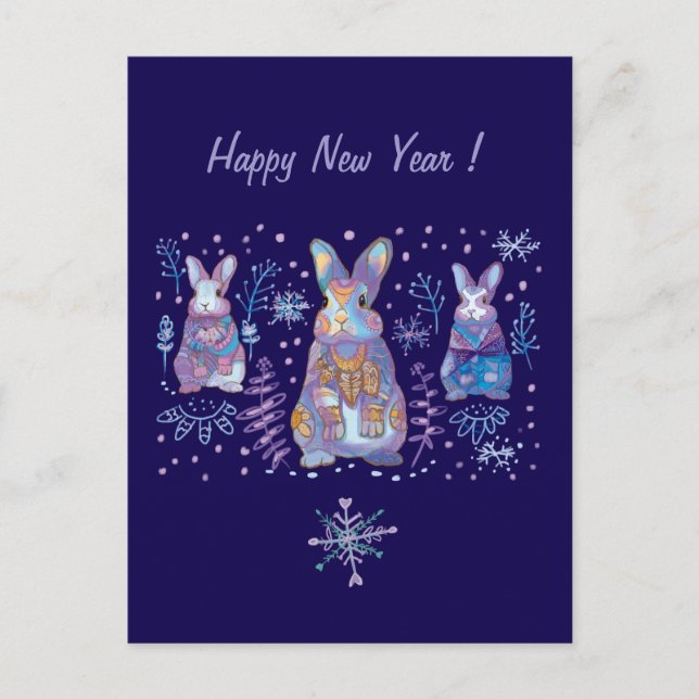 Carte postale de vacances pour lapin mignon (Devant)