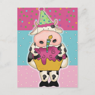 Carte postale de vache d'anniversaire