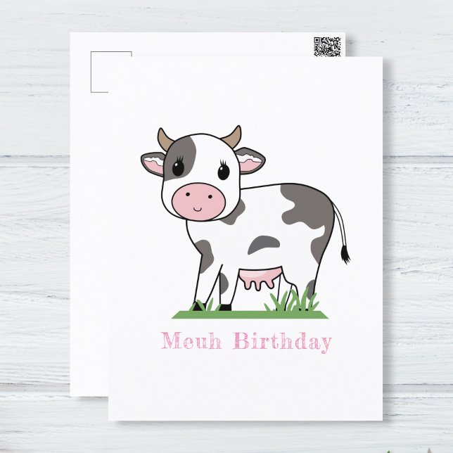 Carte postale de vache mignonne  (Cute Cow Postcard )