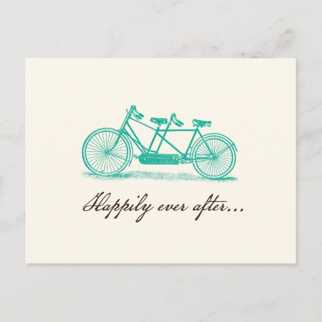 Carte postale de vélo tandem pour Save the Date (Devant)