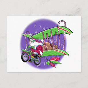 Carte postale de vélo volant père Noël