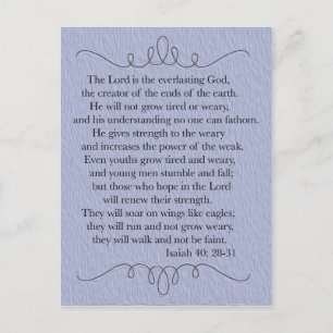 Carte postale de verset biblique chrétien bleu