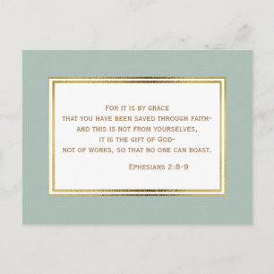Carte postale de verset biblique chrétien bleu-ver