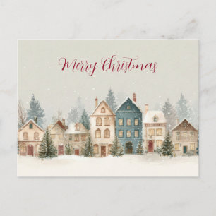 Carte postale de village de Noël vintage