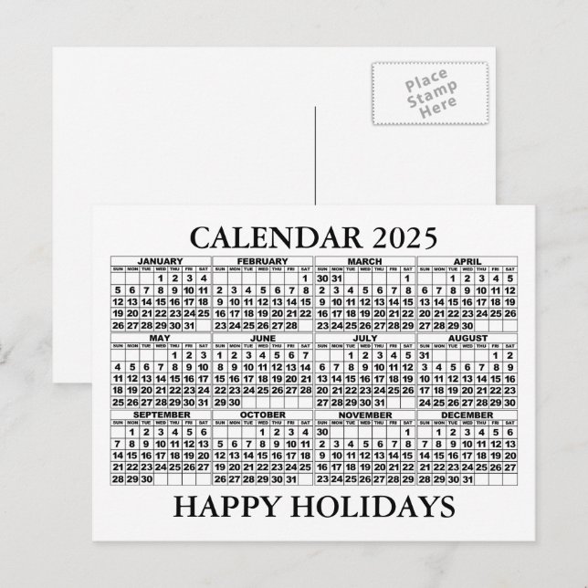 Carte postale de voeux 2025 blanc (Devant / Derrière)