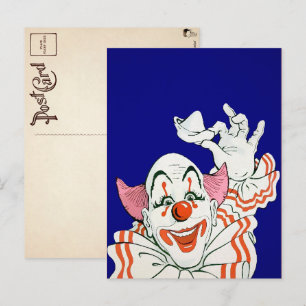 Carte postale de voeux clownesque vintage