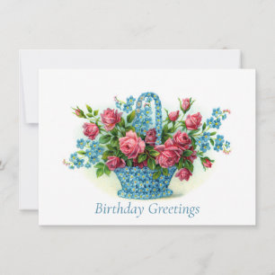 Carte postale de voeux d'anniversaire floraux vict