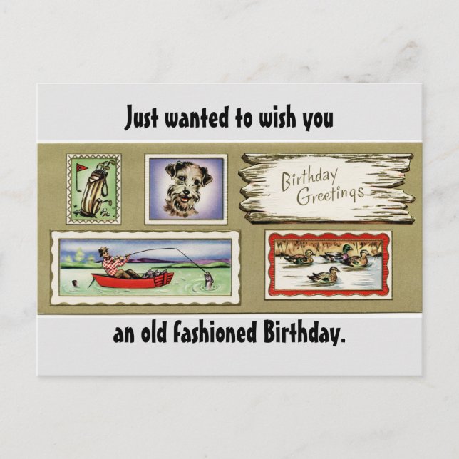 Carte postale de voeux d'anniversaire vintage (Devant)