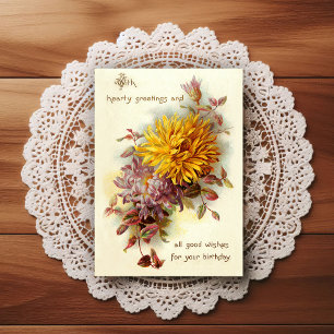 Carte postale de vœux d'anniversaire vintage début