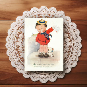 Carte postale de vœux d'anniversaire vintage début