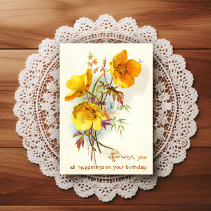 Carte postale de vœux d'anniversaire vintage du dé
