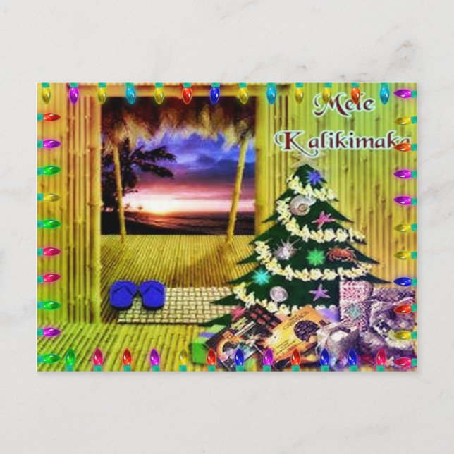 Carte postale de voeux de Noël hawaïen (Devant)