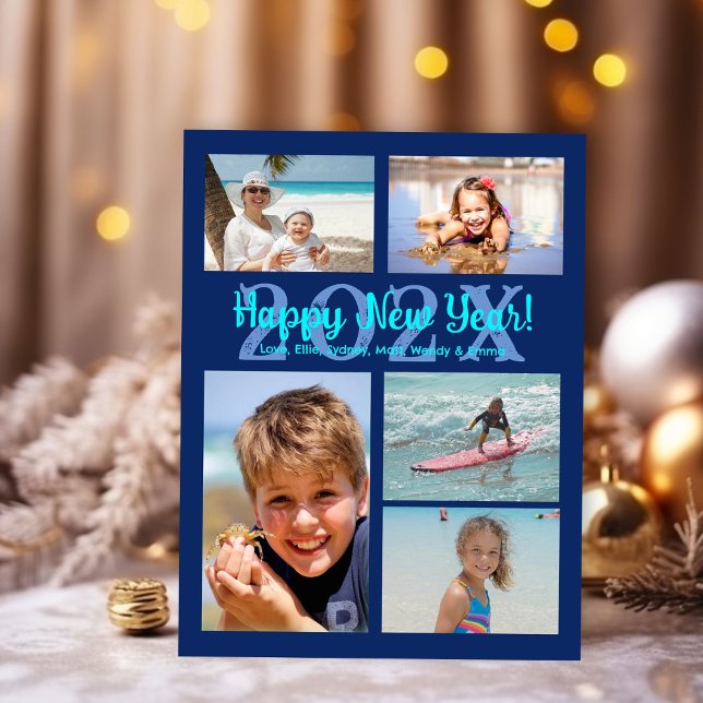 Carte postale de vœux de Nouvel An familial multi- (Créateur téléchargé)