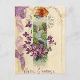 Carte postale de voeux de Pâques vintages