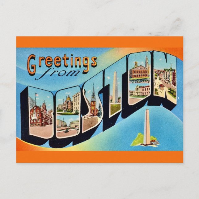 Carte postale de voeux Retro Boston (Devant)