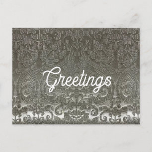 Carte postale de voeux Silver Damask