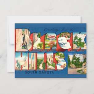Carte postale de vœux vintage Black Hills SD
