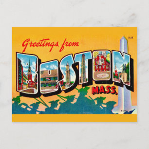 Carte postale de vœux vintage Boston