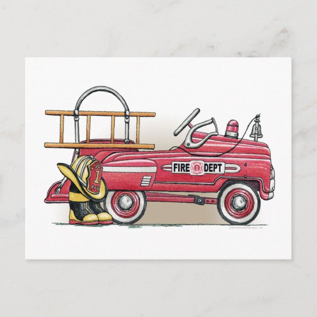 Carte postale de voiture de pompier (Devant)