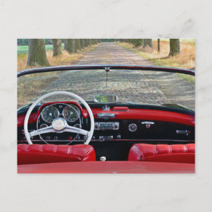 CARTE POSTALE DE VOITURE DE SPORT ROUGE DECAPOTABL