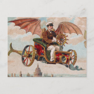 Carte postale de voiture volante steampunk