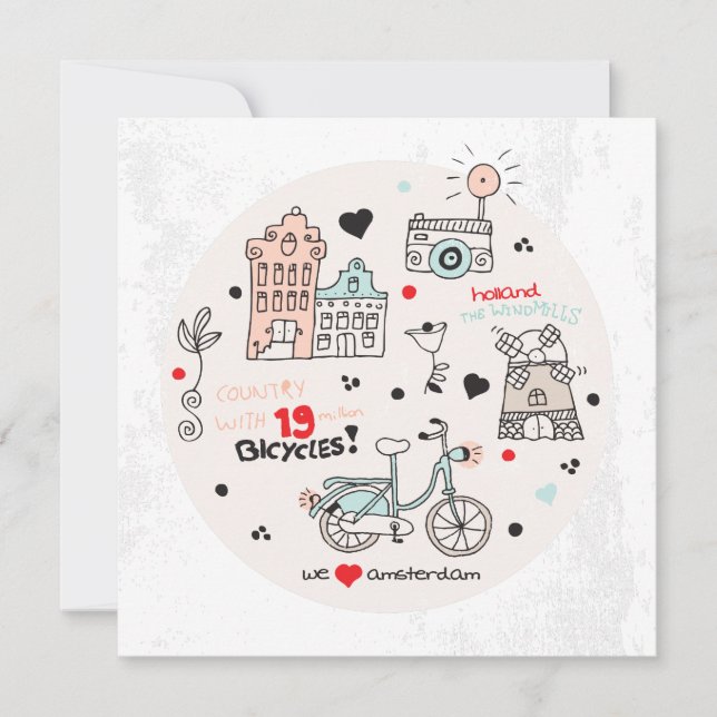 Carte postale de voyage à Amsterdam Hollande (Devant)