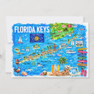 Carte postale de voyage à l'aquarelle des Florida